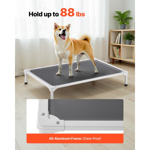 VEVOR L Elevated Dog Bed for Large Dogs, Portable Raised Dog Cot with Aluminum Tube Metal Frame and Breathable Textilene Mesh, Indoor & Outdoor Pet