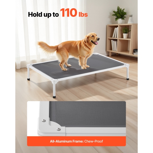 VEVOR XL Elevated Dog Bed for Large Dogs, Portable Raised Dog Cot with Aluminum Tube Metal Frame and Breathable Textilene Mesh,Indoor & Outdoor Pet