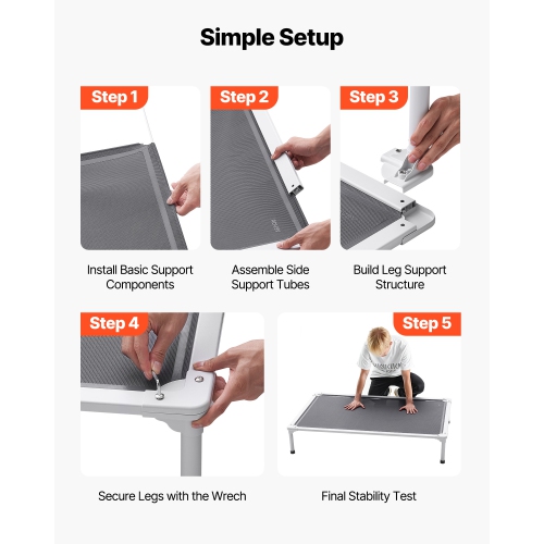 VEVOR XL Elevated Dog Bed for Large Dogs, Portable Raised Dog Cot with Aluminum Tube Metal Frame and Breathable Textilene Mesh,Indoor & Outdoor Pet