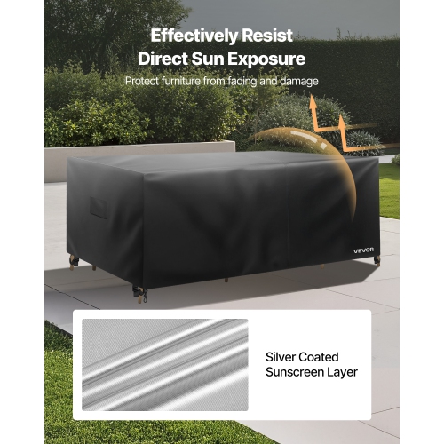 VEVOR 98L x 78W x 32H inch Patio Furniture Cover, 420D Heavy Duty Waterproof Outdoor Dining Table and Chairs Cover, Large Rectangular Patio Table