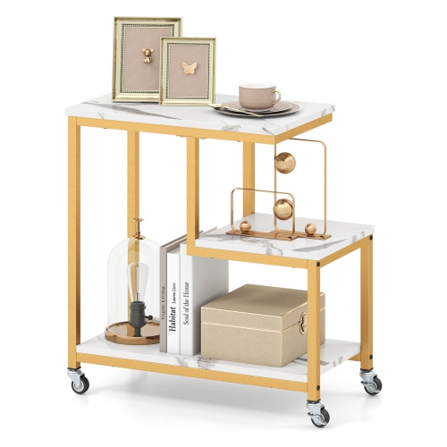 Table de bout moderne G 1/2 de Costway Table d'appoint 3 niveaux/tablettes de rangement Table d'appoint Gris/Blanc/Brun