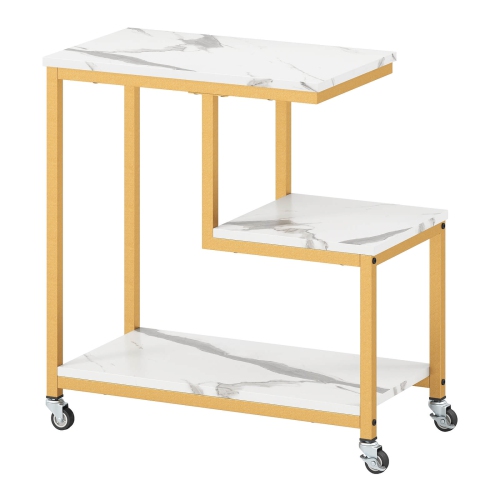 Table de bout moderne G 1/2 de Costway Table d'appoint 3 niveaux/tablettes de rangement Table d'appoint Gris/Blanc/Brun