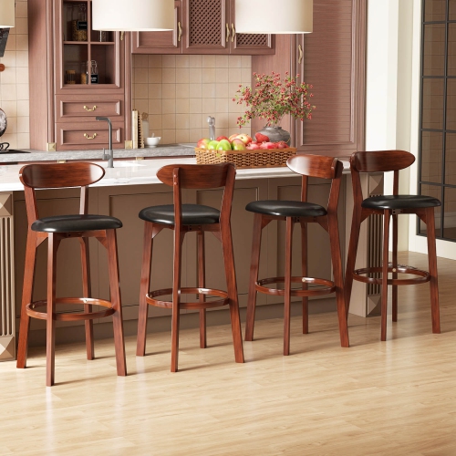 Costway 30.5" Bar Stool Set of 2/4 with Curved Backrest & Footrest Counter Height Stools
