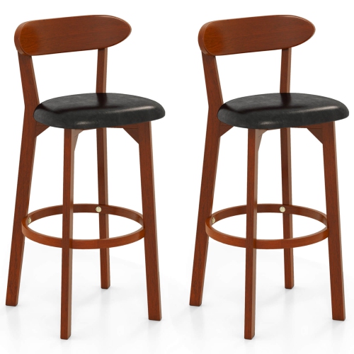Costway 30.5" Bar Stool Set of 2/4 with Curved Backrest & Footrest Counter Height Stools