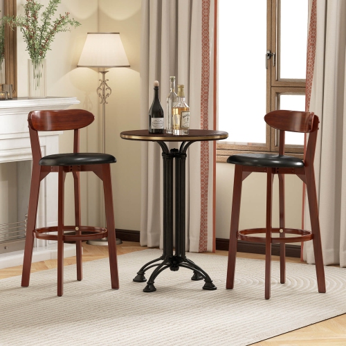 Costway 30.5" Bar Stool Set of 2/4 with Curved Backrest & Footrest Counter Height Stools