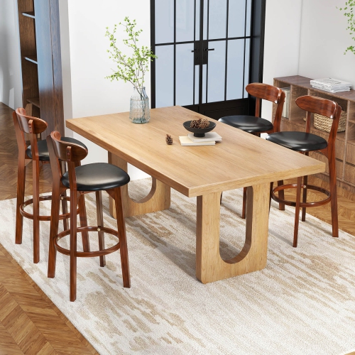 Costway 30.5" Bar Stool Set of 2/4 with Curved Backrest & Footrest Counter Height Stools