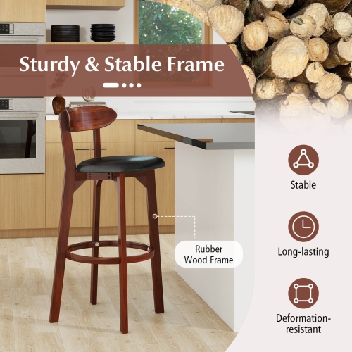 Costway 30.5" Bar Stool Set of 2/4 with Curved Backrest & Footrest Counter Height Stools