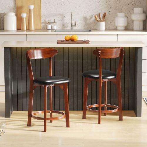 Costway 23.5" Bar Stool Set of 2/4 with Curved Backrest & Footrest Counter Height Stools