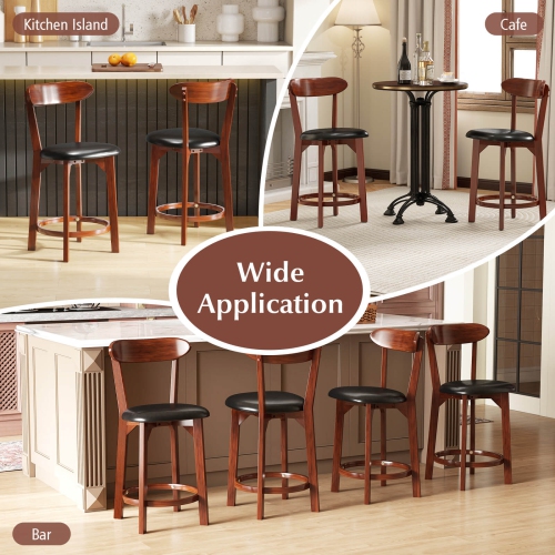 Costway 23.5" Bar Stool Set of 2/4 with Curved Backrest & Footrest Counter Height Stools