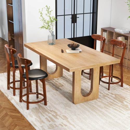 Costway 23.5" Bar Stool Set of 2/4 with Curved Backrest & Footrest Counter Height Stools