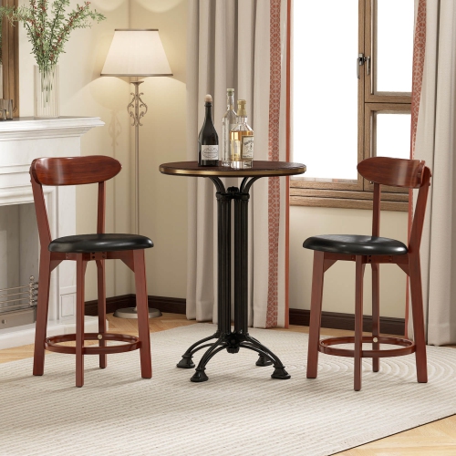 Costway 23.5" Bar Stool Set of 2/4 with Curved Backrest & Footrest Counter Height Stools