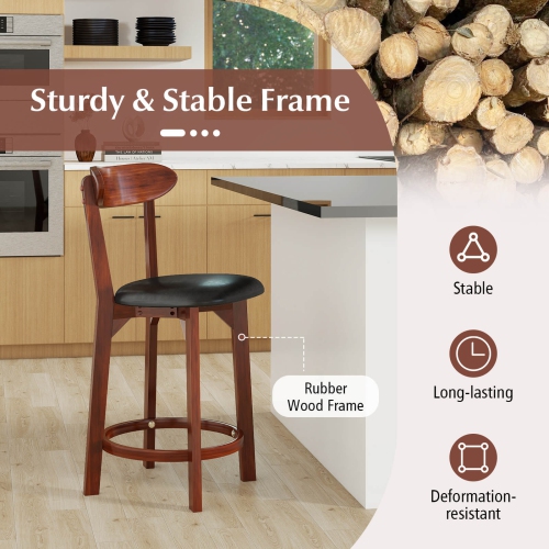 Costway 23.5" Bar Stool Set of 2/4 with Curved Backrest & Footrest Counter Height Stools