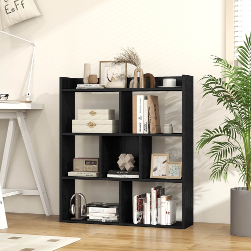 Costway 1 PCS 7-cube Bookcase 3-tier Open Storage Shelf with Anti-tipping Kits for Living Room Black