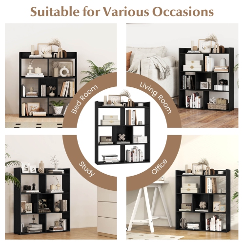 Costway 1 PCS 7-cube Bookcase 3-tier Open Storage Shelf with Anti-tipping Kits for Living Room Black