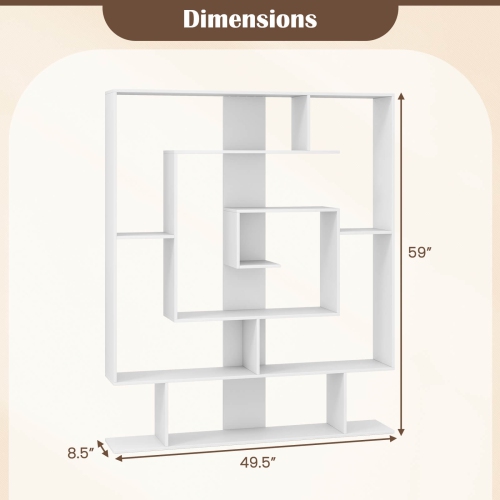 Bibliothèque géométrique à 7 niveaux avec 2 ensembles antibasculement Costway brun rustique/blanc