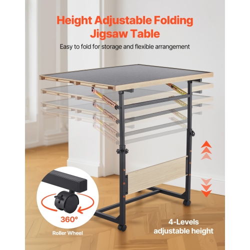 Table de casse-tête VEVOR de 1500 x 25&nbsp;po avec pattes, 4 tiroirs et couvercle, planche en bois portative à roulettes, accessoires de casse-tête