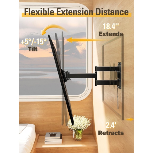 RV TV Wall Mount for 17-43 Inch TV, Full Motion Lockable RV Mount on Motor Home Camper Truck Trailer Marine Boat, Quick Lock and Release in 1 Step