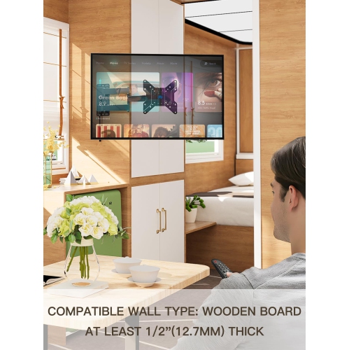 RV TV Wall Mount for 17-43 Inch TV, Full Motion Lockable RV Mount on Motor Home Camper Truck Trailer Marine Boat, Quick Lock and Release in 1 Step