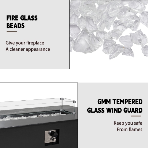 Ensembles Patioflame rectangulaires de 56 po – Brûleur 50000 BTU – Noir