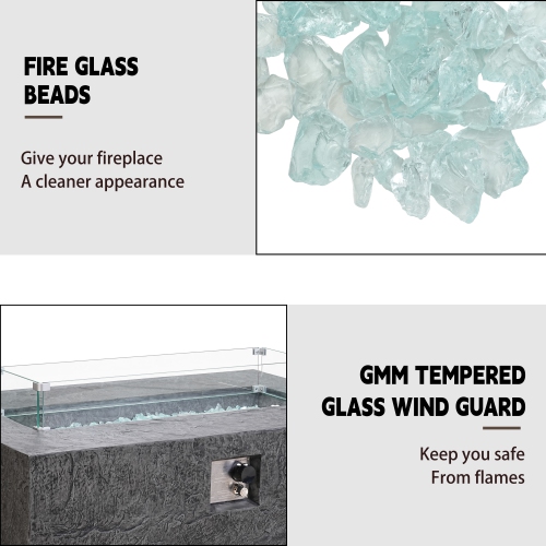 Table Patioflame rectangulaire de 48 po de ZACHVO - Gris