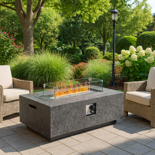 Table Patioflame rectangulaire de 48 po de ZACHVO - Gris