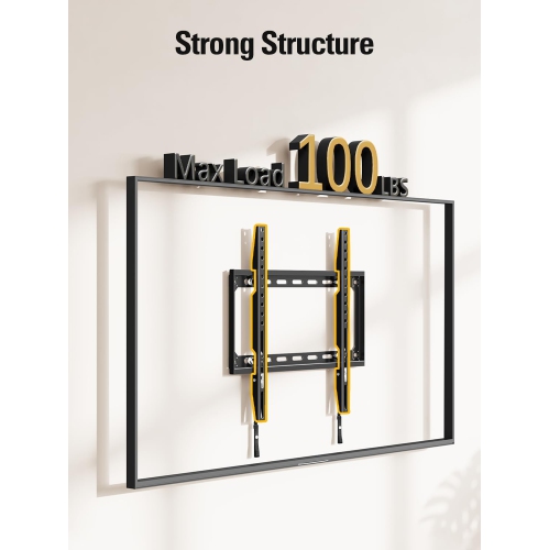 TV Wall Mounts for Most 26-55" LED, LCD, Plasma TVs, Low Profile TV Mount fits 12", 16" Wood Studs, Fixed TV Bracket up To VESA 400 x 400mm and 100