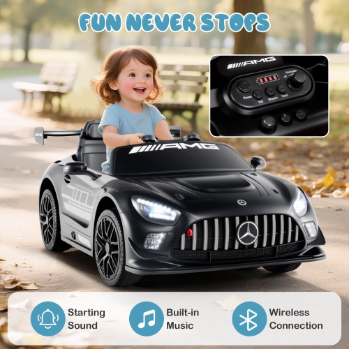 Véhicule pour enfants Mercedes-AMG GT3 de Costway avec télécommande à 3 vitesses Noir/Rouge/Blanc