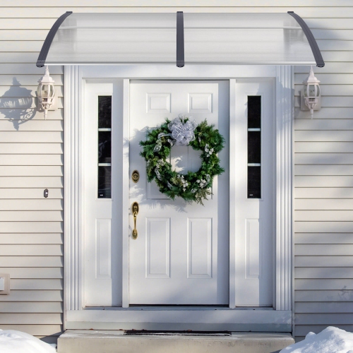 Toile d'auvent de terrasse de 80 x 40 po de Costway; Porte de fenêtre extérieure en porte-à-faux; Protection contre la pluie