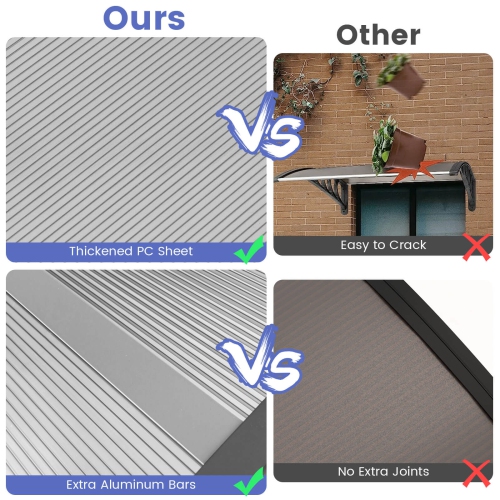 Toile d'auvent de terrasse de 80 x 40 po de Costway; Porte de fenêtre extérieure en porte-à-faux; Protection contre la pluie