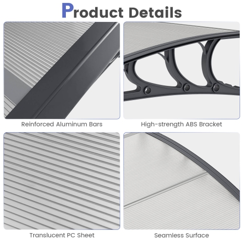 Toile d'auvent de terrasse de 80 x 40 po de Costway; Porte de fenêtre extérieure en porte-à-faux; Protection contre la pluie