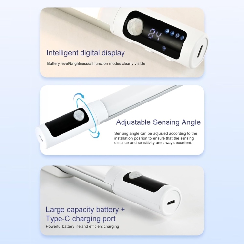 Under cabinet lighting, wireless kitchen closet light, Type-C charging port, 3 color levels, magnetic wireless night light, motion sensor cabinet