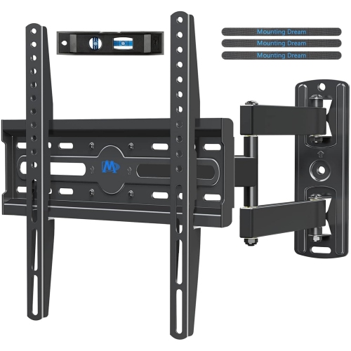 Full Motion TV Wall Mount Corner Bracket with Center Design for Most of 26-55 Inch LED, LCD, OLED Flat Screen TV, with Swivel Articulating Arm, up to