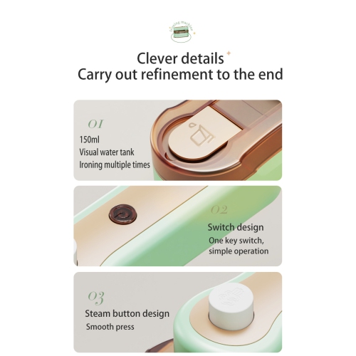 Small Handheld Garment Steamer Folding Rotary Electric Iron for Home Use Travel Large Capacity Steam Ironing Machine - US Spec - White