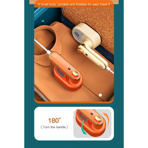Handheld Garment Steamer, Portable Mini Steamer for Home or Dormitory Use, Foldable Mini Steam Iron - US Specs, Orange