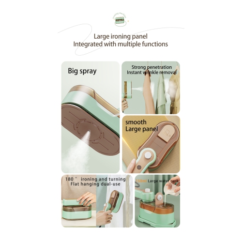 Handheld Garment Steamer Folding Rotary Electric Iron Household Travel Large Capacity Steam Ironing Machine Small - US Regulations - Green