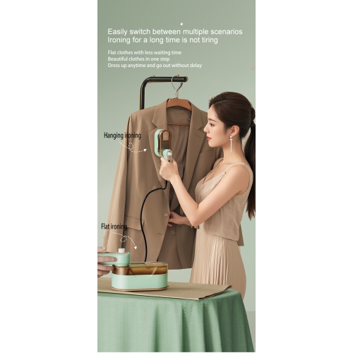 Handheld Garment Steamer Folding Rotary Electric Iron Household Travel Large Capacity Steam Ironing Machine Small - US Regulations - Green