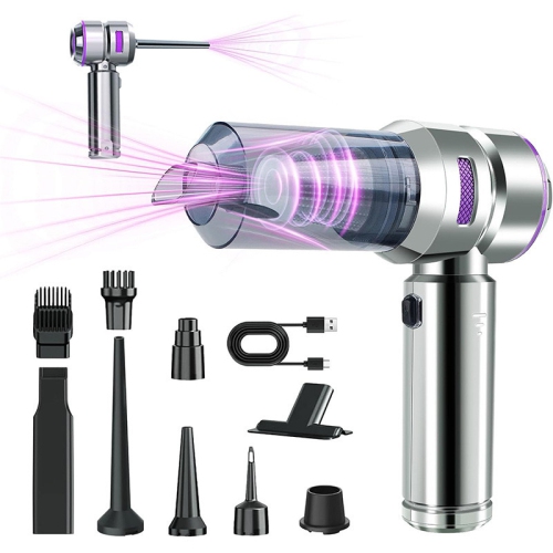 Car Vacuum Cleaner Small Large Suction Household Car Portable Inflatable Dual-purpose Handheld Car Dust Blower - Silver Purple