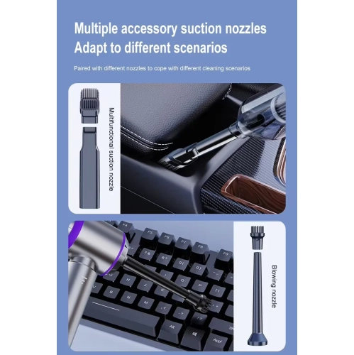 Car Vacuum Cleaner Small Large Suction Household Car Portable Inflatable Dual-purpose Handheld Car Dust Blower - Silver Purple