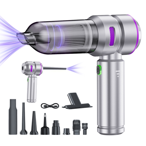 Small Car Vacuum Cleaner with Large Suction Power for Home Use Portable Inflatable Dual-Purpose Handheld Car Dust Blower - HL-121 Silver Purple Round