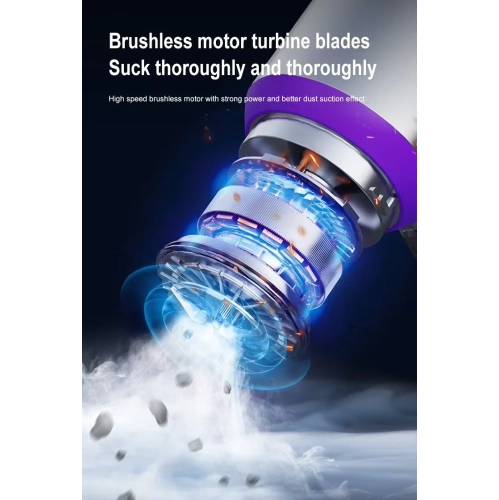 Small Car Vacuum Cleaner with Large Suction Power for Home Use Portable Inflatable Dual-Purpose Handheld Car Dust Blower - HL-121 Silver Purple Round