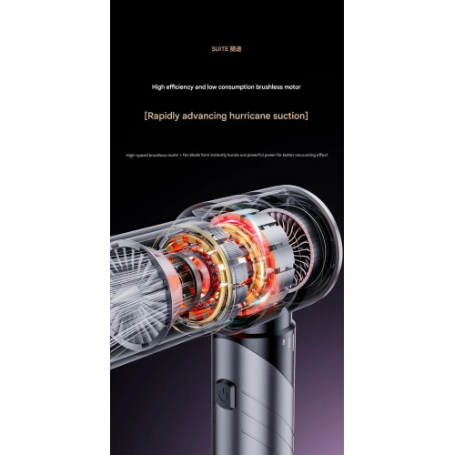 Car Vacuum Cleaner Household Rechargeable Portable Handheld Brushless Small Dust Blower High Suction Power Vacuum Cleaner 16000Pa - Black Gold