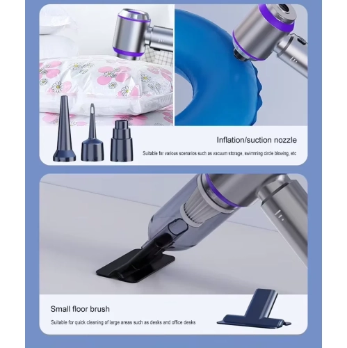 Small Car Vacuum Cleaner with High Suction Power, Portable, Inflatable, Dual-Purpose Handheld Car Vacuum Blower - CY-109 Digital Display, Gray and