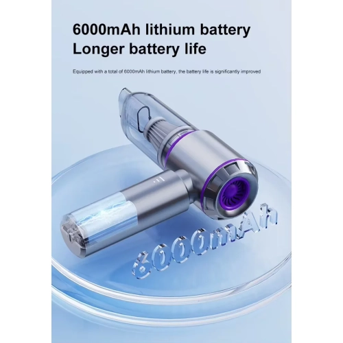 Small Car Vacuum Cleaner with High Suction Power, Portable, Inflatable, Dual-Purpose Handheld Car Vacuum Blower - CY-109 Digital Display, Gray and