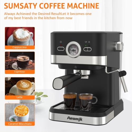 Semi-automatic all-in-one household retro concentrated high-pressure extraction milk foam coffee machine can make cappuccino latte, fast preheating,