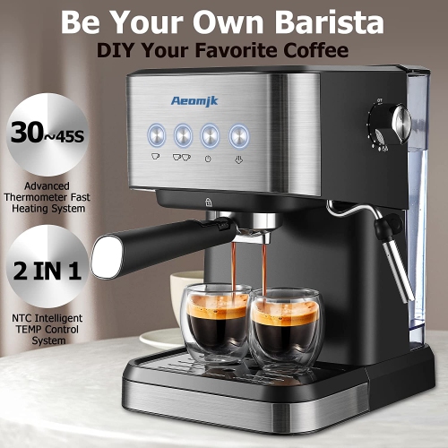 Home-use Italian drip coffee machine with touch panel cappuccino coffee maker, milk frother, steam wand, home and barista latte machine - CM3010 -