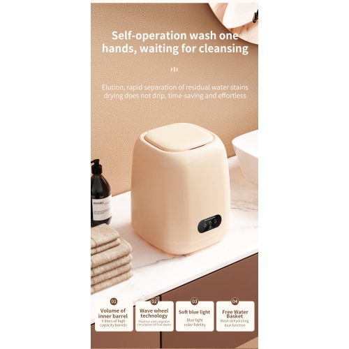 Mini Washing Machine Ultra Clean Underwear and Socks Washing All-in-One Small Home Large Capacity Washer and Dryer - US Specs - Cream Yellow