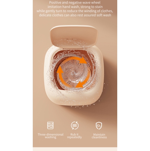 Mini Washing Machine Ultra Clean Underwear and Socks Washing All-in-One Small Home Large Capacity Washer and Dryer - US Specs - Cream Yellow