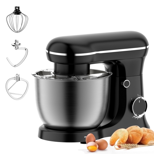 Mélangeur électrique à pâte Chef Machine 1500&nbsp;W de 5&nbsp;L; Batteur à crème; Fouet pétrisseur; Réduction du bruit; Basses - Noir
