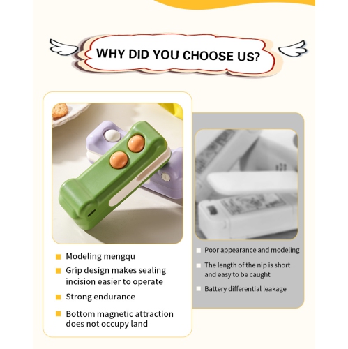 Hot selling mini sealing machine household hand pressure sealer magnetic suction portable small snack moisture-proof sealing machine - green