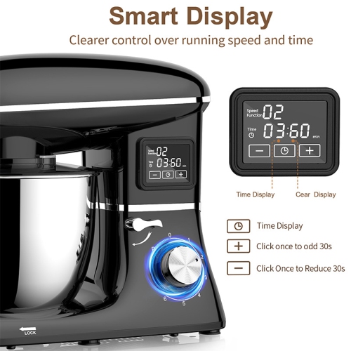 Présentoir Batteur sur socle Machine de cuisine domestique Batteur à pâte automatique Machine de bureau Petit appareil de cuisine - Noir